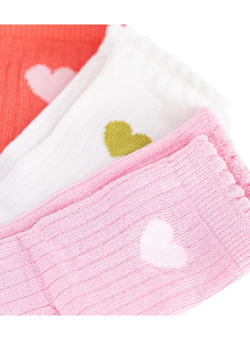 بيتي باتو 3 pairs of babies' heart patterned cotton socks